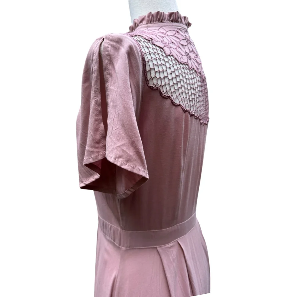 Cleobella Size Small Pink Mauve Lace Maxi Dress - Picture 8 of 16
